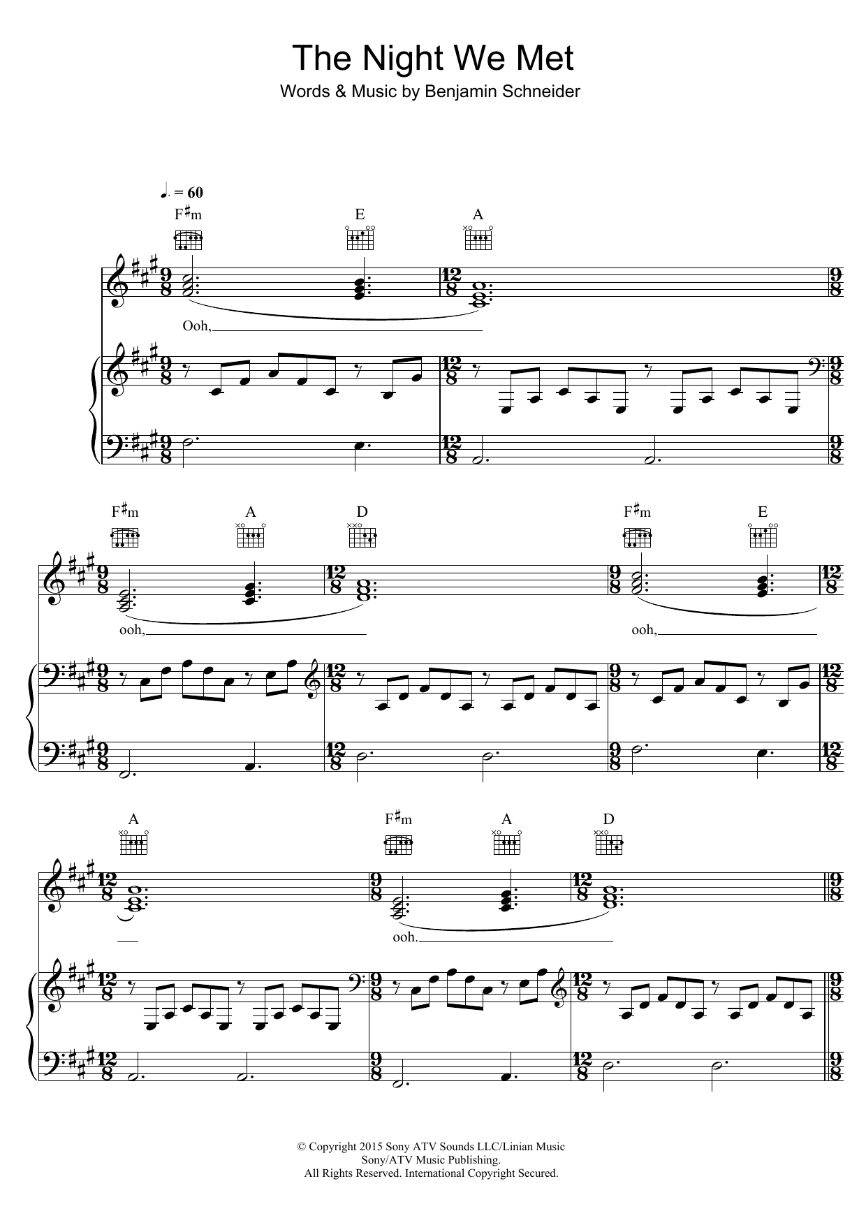 Lord Huron The Night We Met sheet music notes and chords. Download Printable PDF.