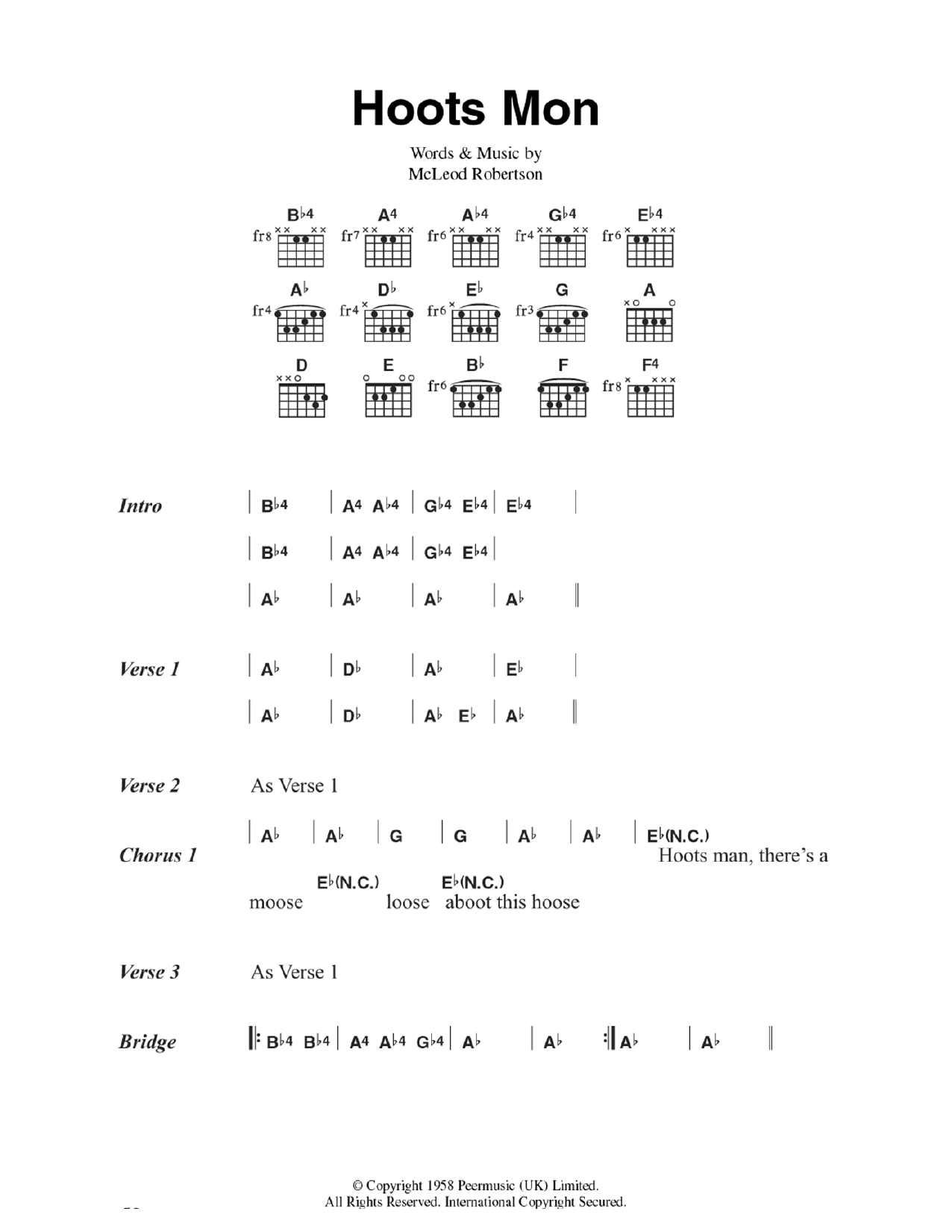 Lord Rockingham's XI Hoots Mon sheet music notes and chords. Download Printable PDF.