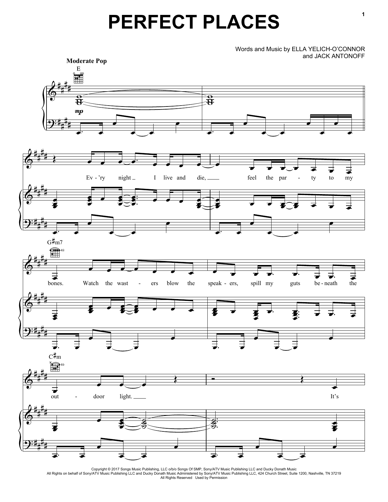 Learn to play Lorde Perfect Places sheet music for Piano, Vocal & Guitar Chords (Right-Hand Melody) in minutes. Price: 7.8900$ Lorde Perfect Places sheet music notes and chords arranged for Piano, Vocal & Guitar Chords (Right-Hand Melody)