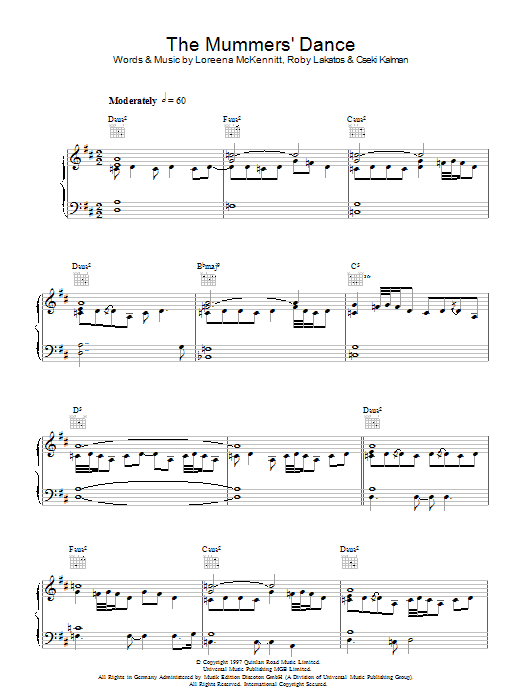 Loreena McKennitt The Mummers' Dance sheet music notes and chords. Download Printable PDF.