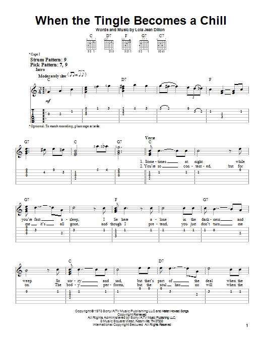 Loretta Lynn When The Tingle Becomes A Chill sheet music notes and chords. Download Printable PDF.