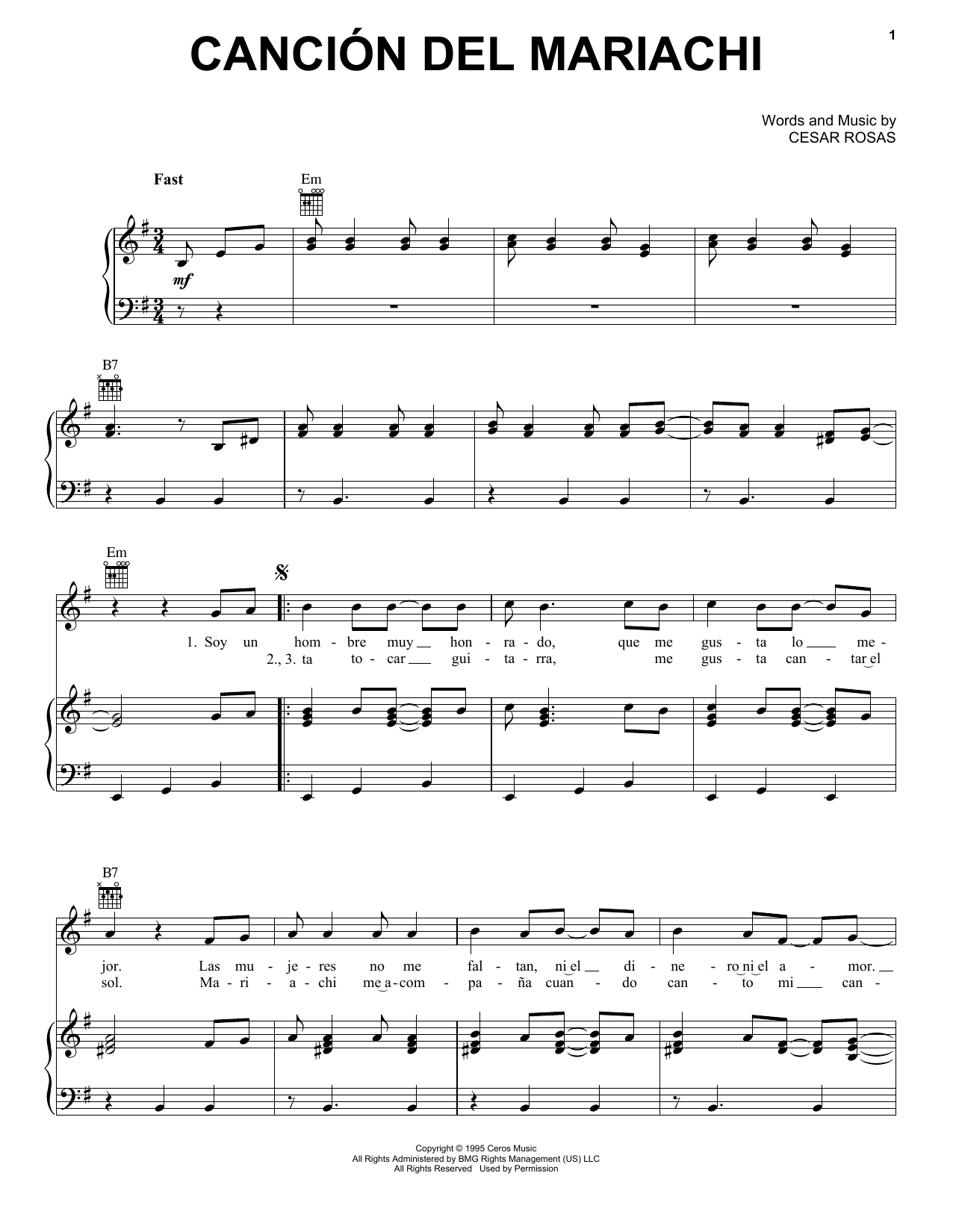 Los Lobos & Antonio Banderas Cancion Del Mariachi sheet music notes and chords. Download Printable PDF.