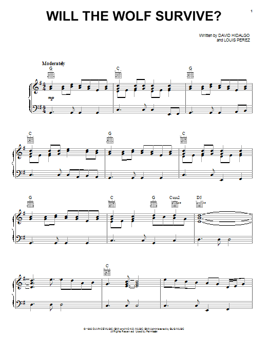 Los Lobos Will The Wolf Survive? sheet music notes and chords. Download Printable PDF.