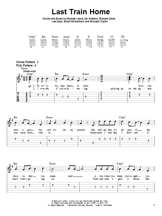 Lostprophets Last Train Home sheet music notes and chords. Download Printable PDF.