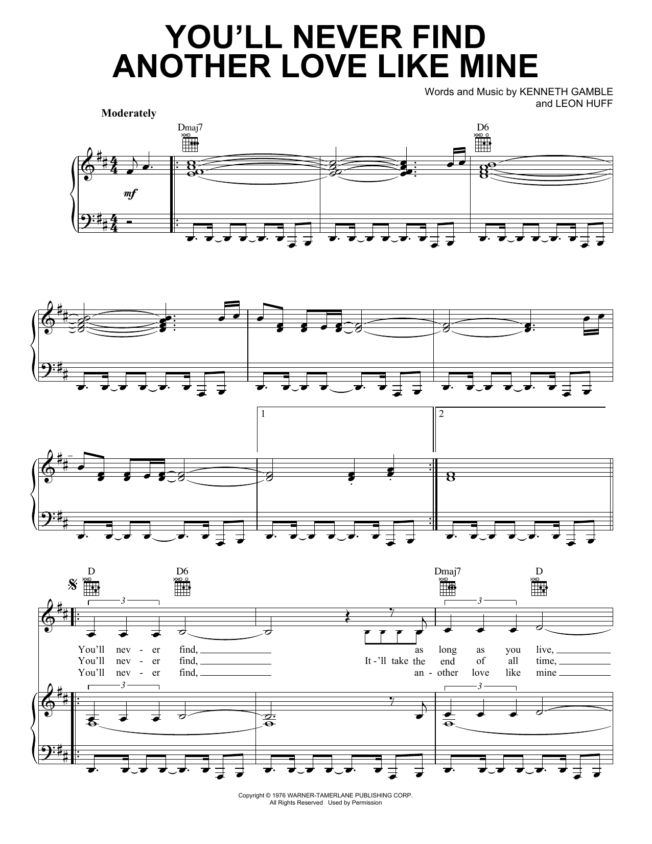 Lou Rawls You'll Never Find Another Love Like Mine sheet music notes and chords. Download Printable PDF.