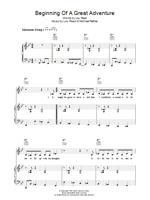 Learn to play Lou Reed Beginning Of A Great Adventure sheet music for Piano, Vocal & Guitar Chords in minutes. Price: 7.8900$ Lou Reed Beginning Of A Great Adventure sheet music notes and chords arranged for Piano, Vocal & Guitar Chords