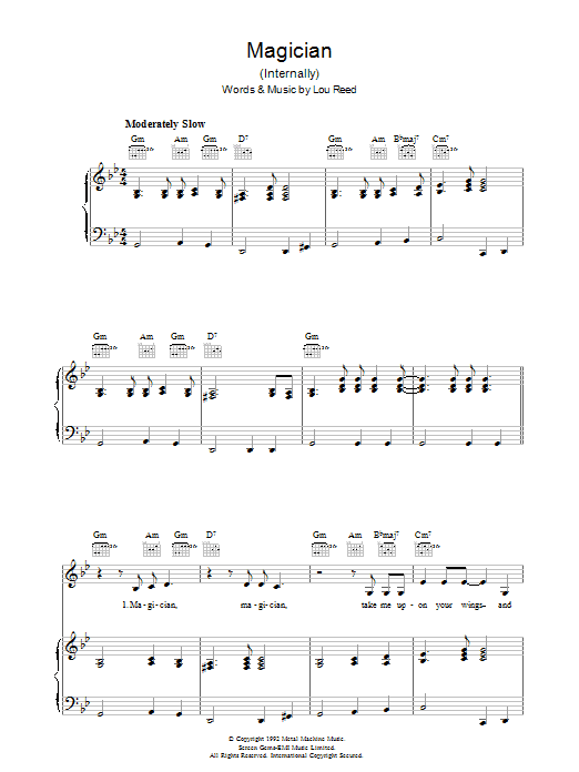 Learn to play Lou Reed Magician sheet music for Piano, Vocal & Guitar Chords in minutes. Price: 7.8900$ Lou Reed Magician sheet music notes and chords arranged for Piano, Vocal & Guitar Chords