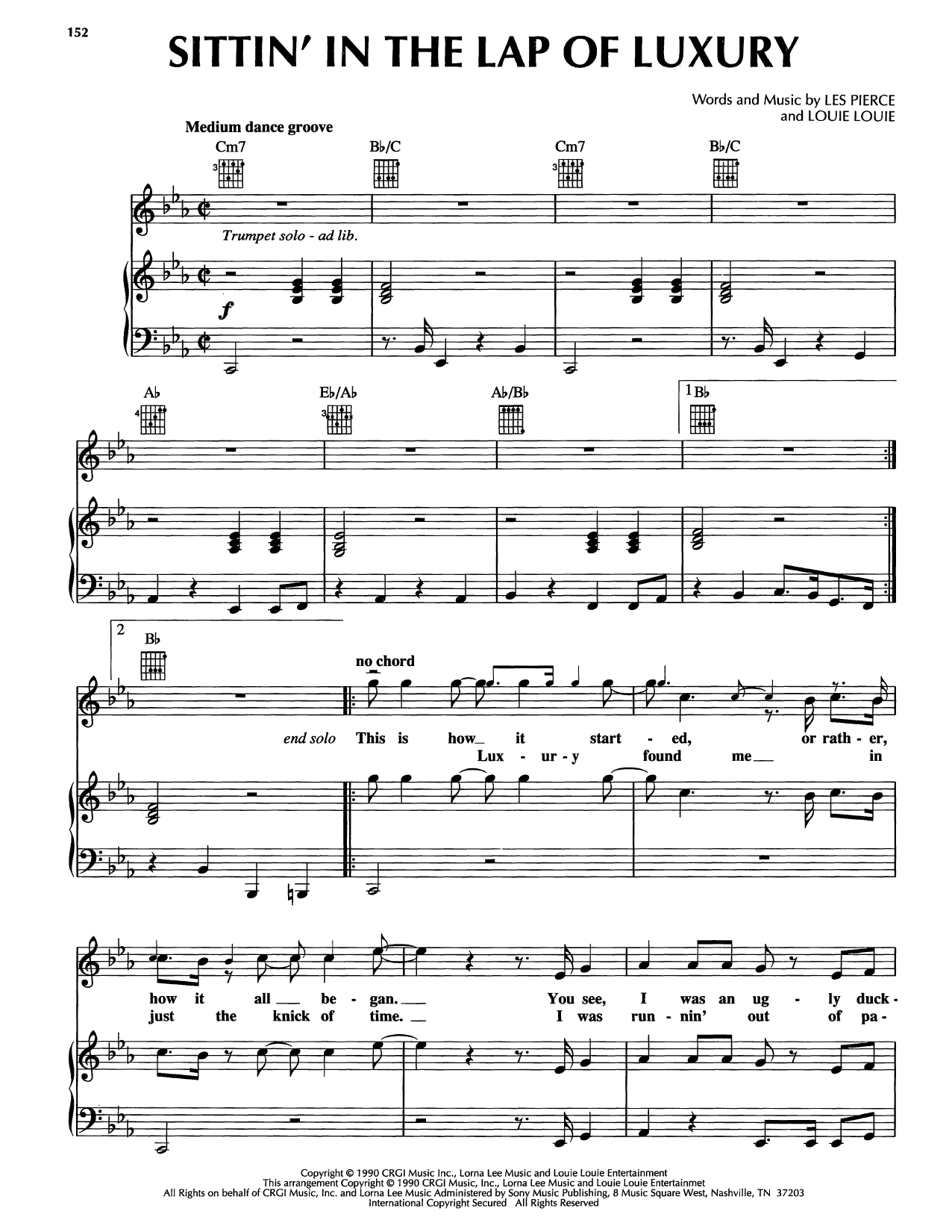 Learn to play Louie Louie Sittin' In The Lap Of Luxury sheet music for Piano, Vocal & Guitar Chords (Right-Hand Melody) in minutes. Price: 7.8900$ Louie Louie Sittin' In The Lap Of Luxury sheet music notes and chords arranged for Piano, Vocal & Guitar Chords (Right-Hand Melody)