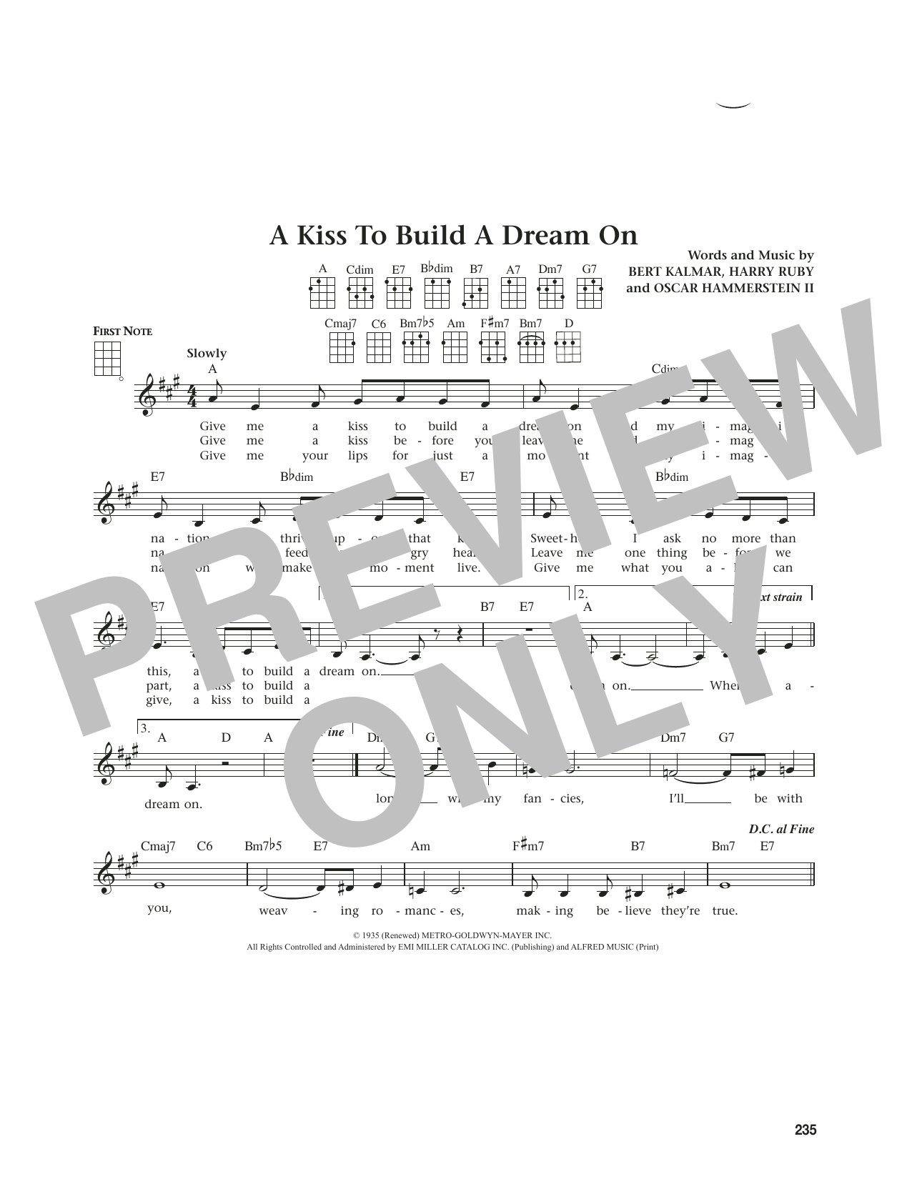 Louis Armstrong A Kiss To Build A Dream On (from The Daily Ukulele) (arr. Jim Beloff) sheet music notes and chords. Download Printable PDF.