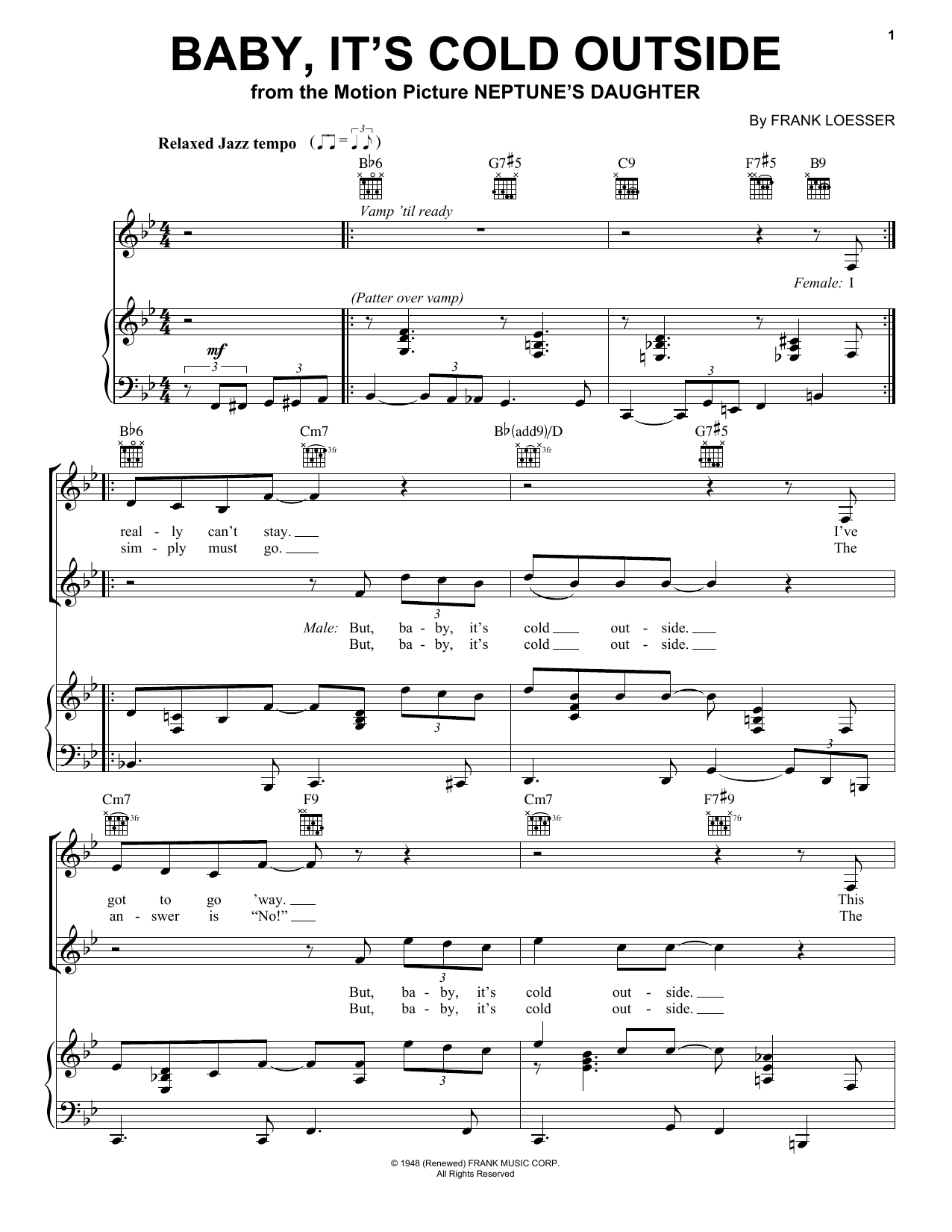 Louis Armstrong Baby, It's Cold Outside sheet music notes and chords. Download Printable PDF.