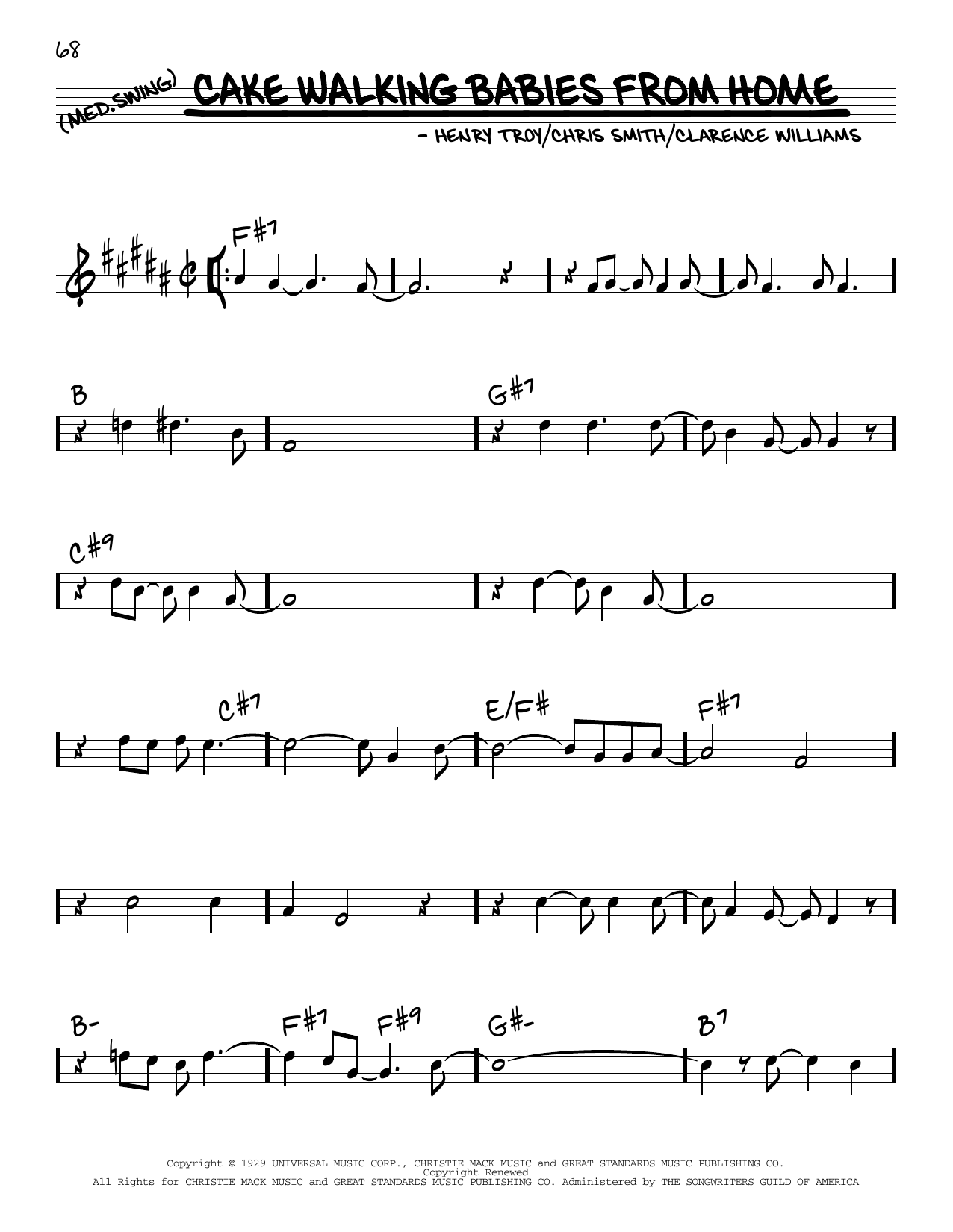 Louis Armstrong Cake Walking Babies From Home sheet music notes and chords arranged for Trumpet Transcription