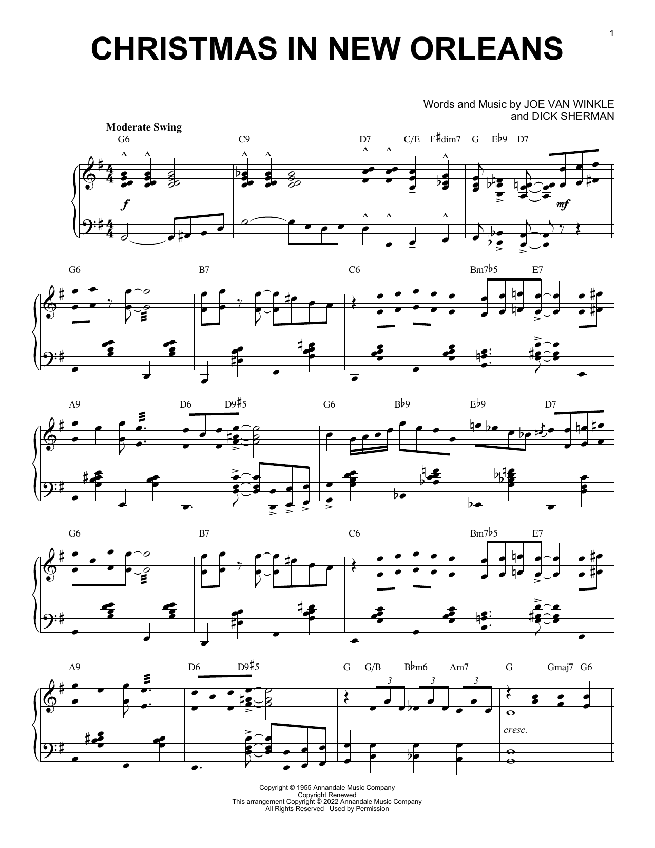 Louis Armstrong Christmas In New Orleans (arr. Brent Edstrom) sheet music notes and chords. Download Printable PDF.