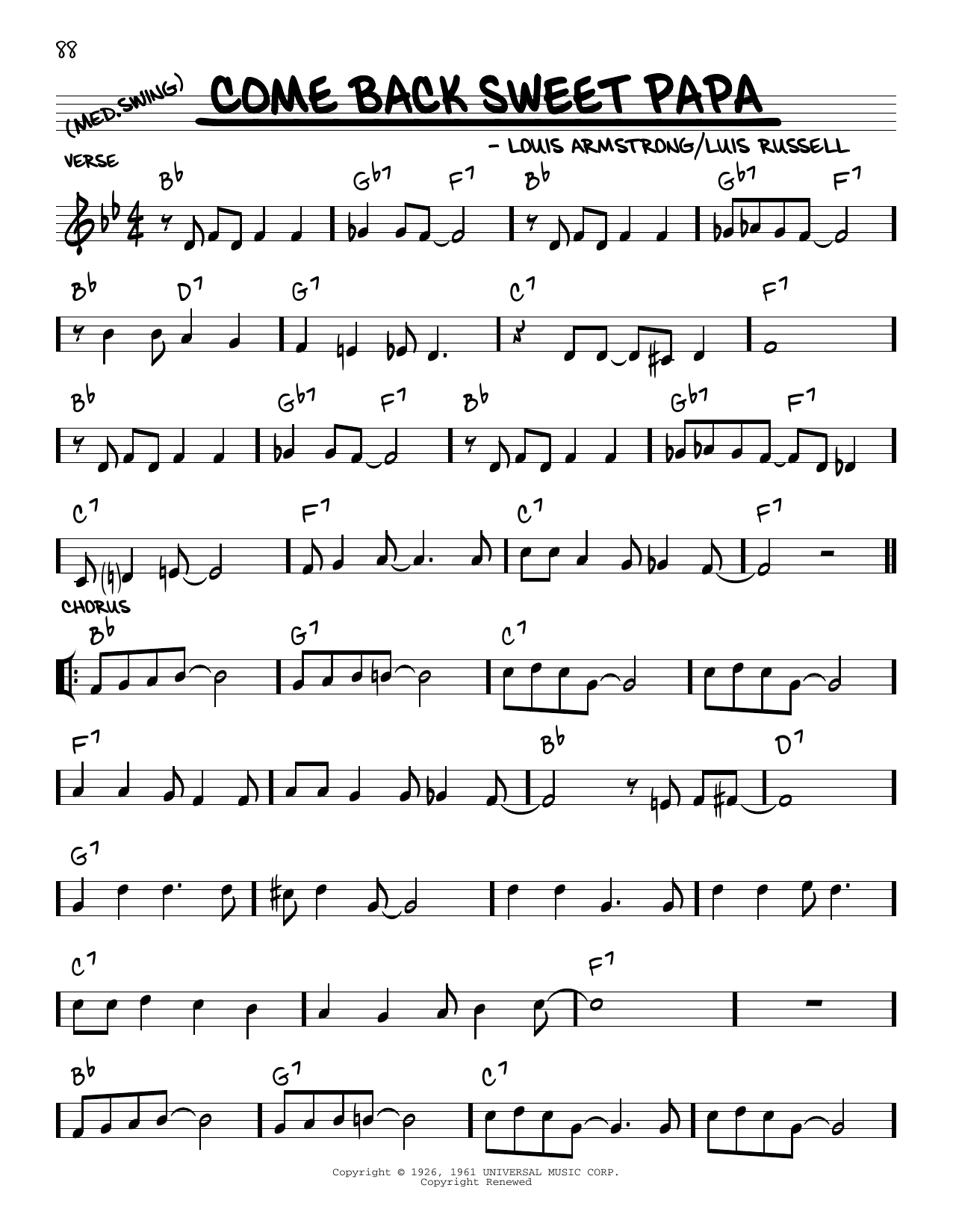 Louis Armstrong Come Back Sweet Papa (arr. Robert Rawlins) sheet music notes and chords. Download Printable PDF.