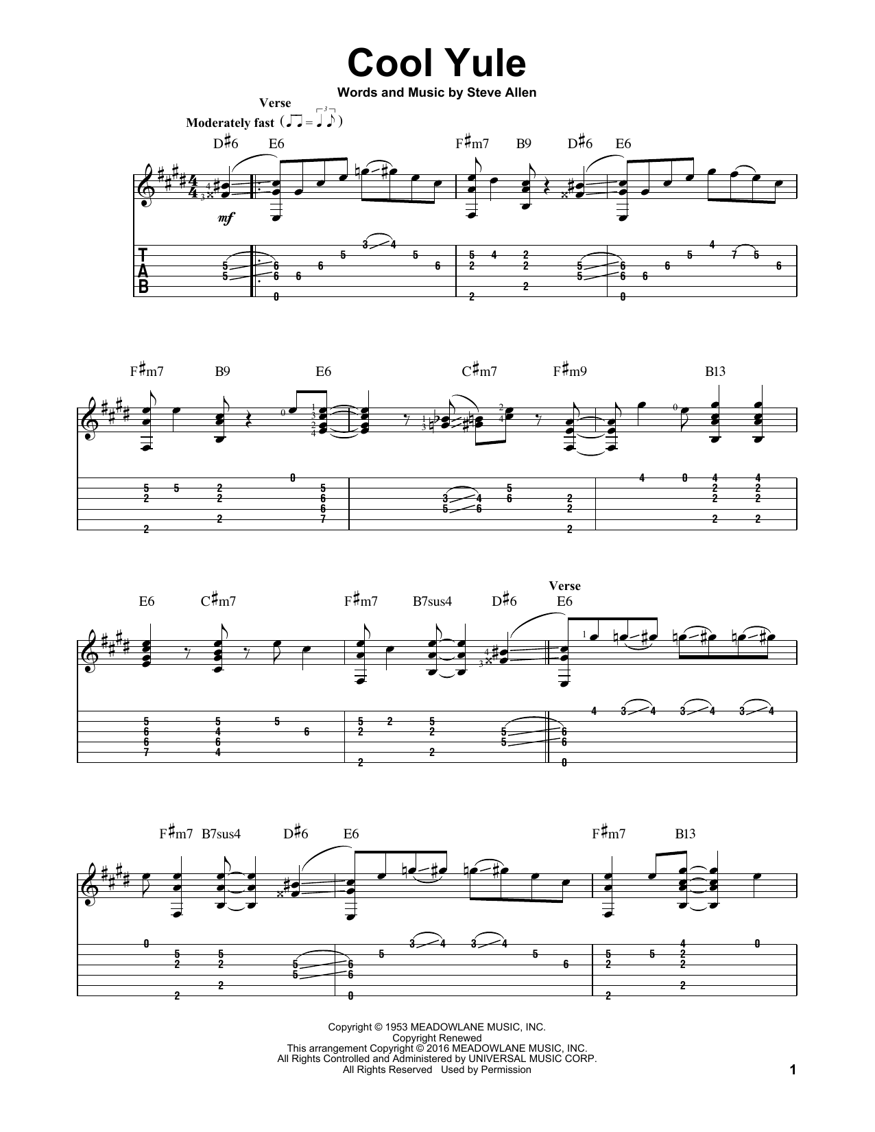 Louis Armstrong Cool Yule sheet music notes and chords. Download Printable PDF.