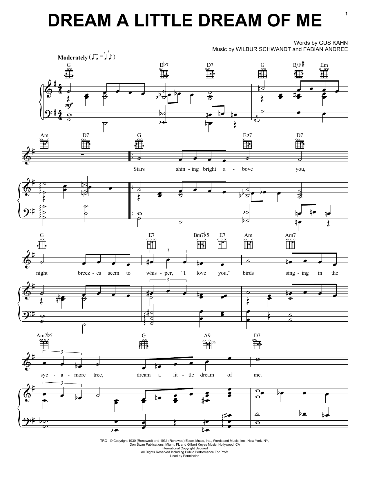 Louis Armstrong Dream A Little Dream Of Me sheet music notes and chords. Download Printable PDF.