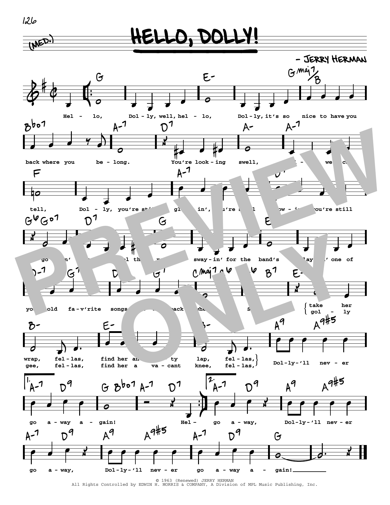 Louis Armstrong Hello, Dolly! (Low Voice) sheet music notes and chords. Download Printable PDF.