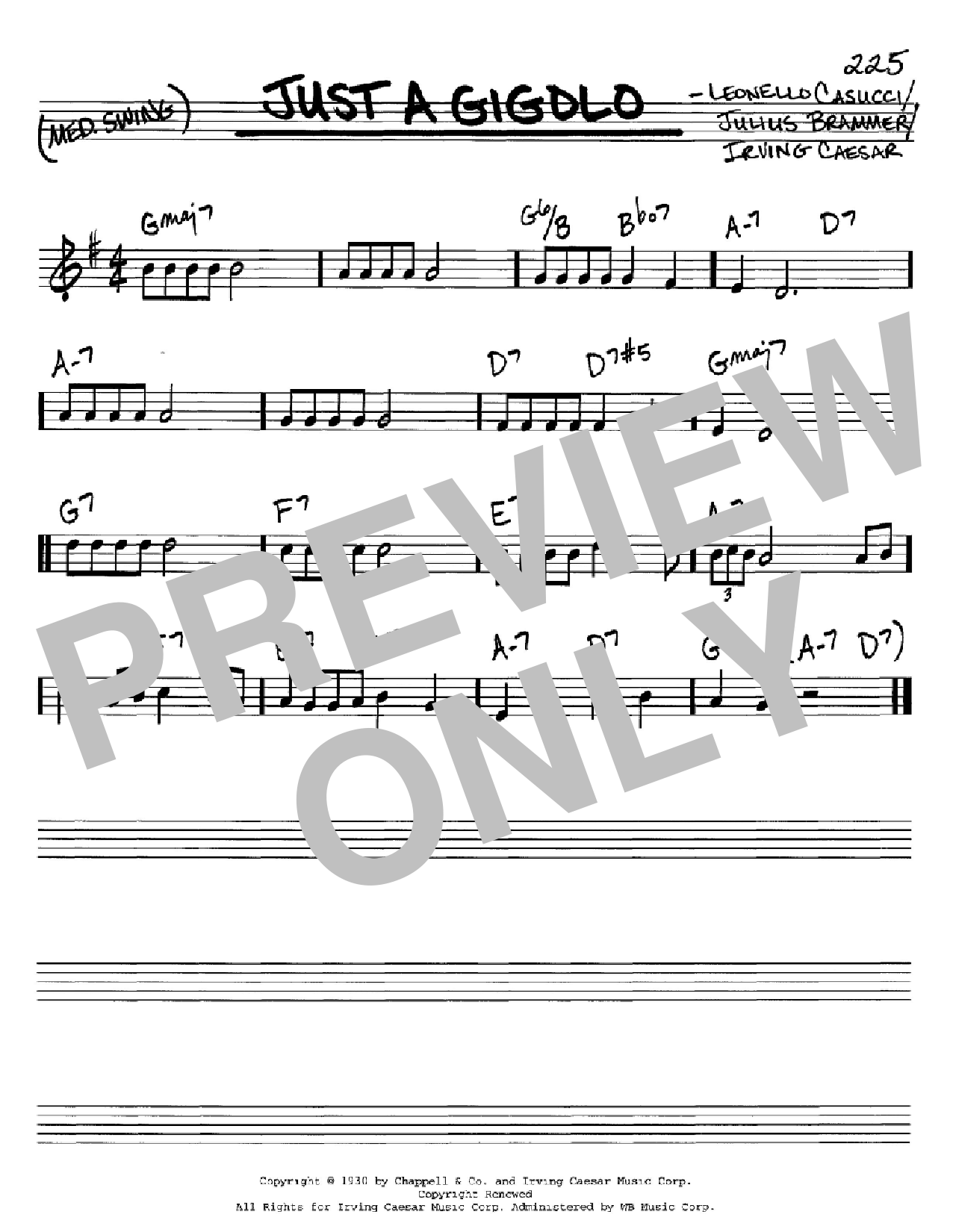 Louis Armstrong Just A Gigolo sheet music notes and chords. Download Printable PDF.