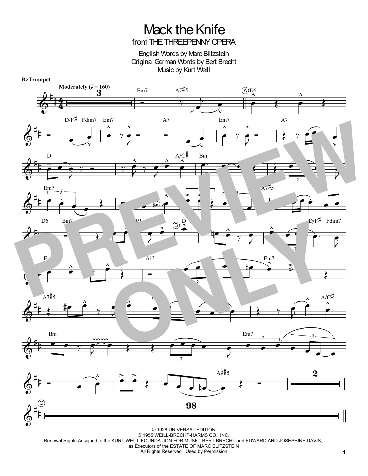 Louis Armstrong Mack The Knife sheet music notes and chords. Download Printable PDF.