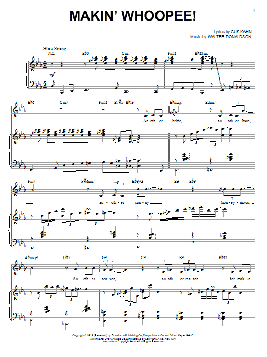 Learn to play Louis Armstrong Makin' Whoopee! sheet music for Piano & Vocal in minutes. Price: 7.8900$ Louis Armstrong Makin' Whoopee! sheet music notes and chords arranged for Piano & Vocal