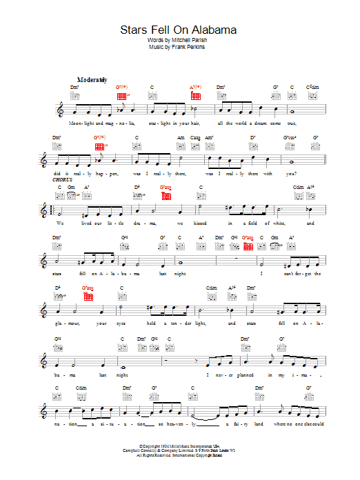 Louis Armstrong Stars Fell On Alabama sheet music notes and chords. Download Printable PDF.