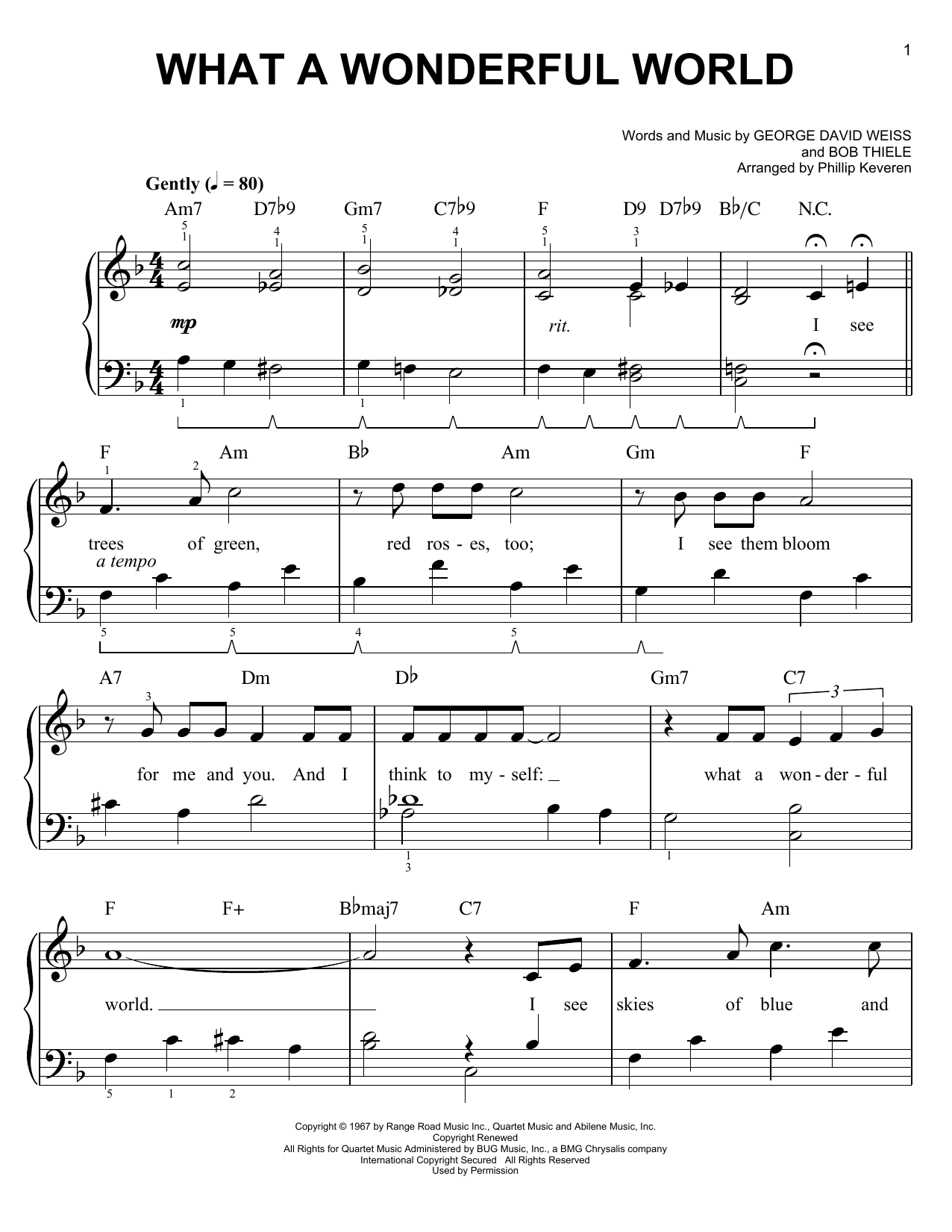 Phillip Keveren What A Wonderful World sheet music notes and chords. Download Printable PDF.