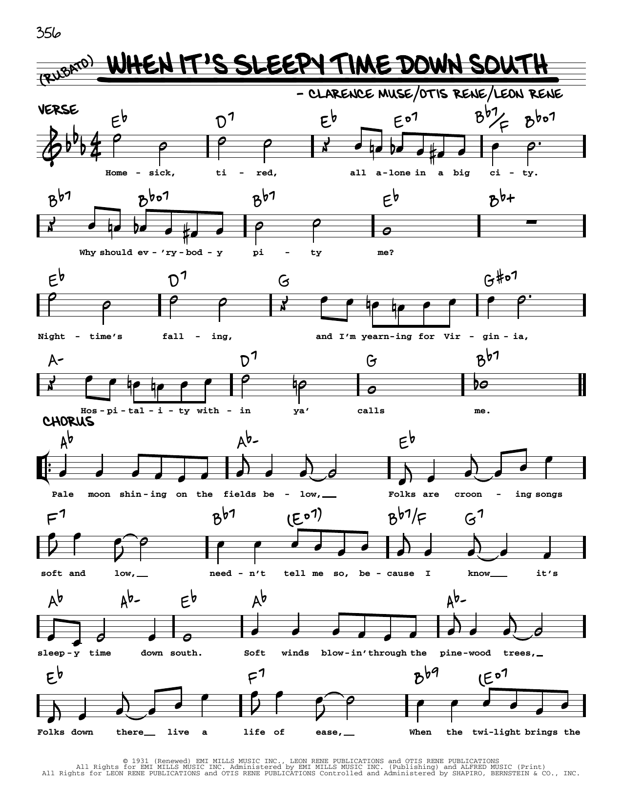 Louis Armstrong When It's Sleepy Time Down South (arr. Robert Rawlins) sheet music notes and chords. Download Printable PDF.