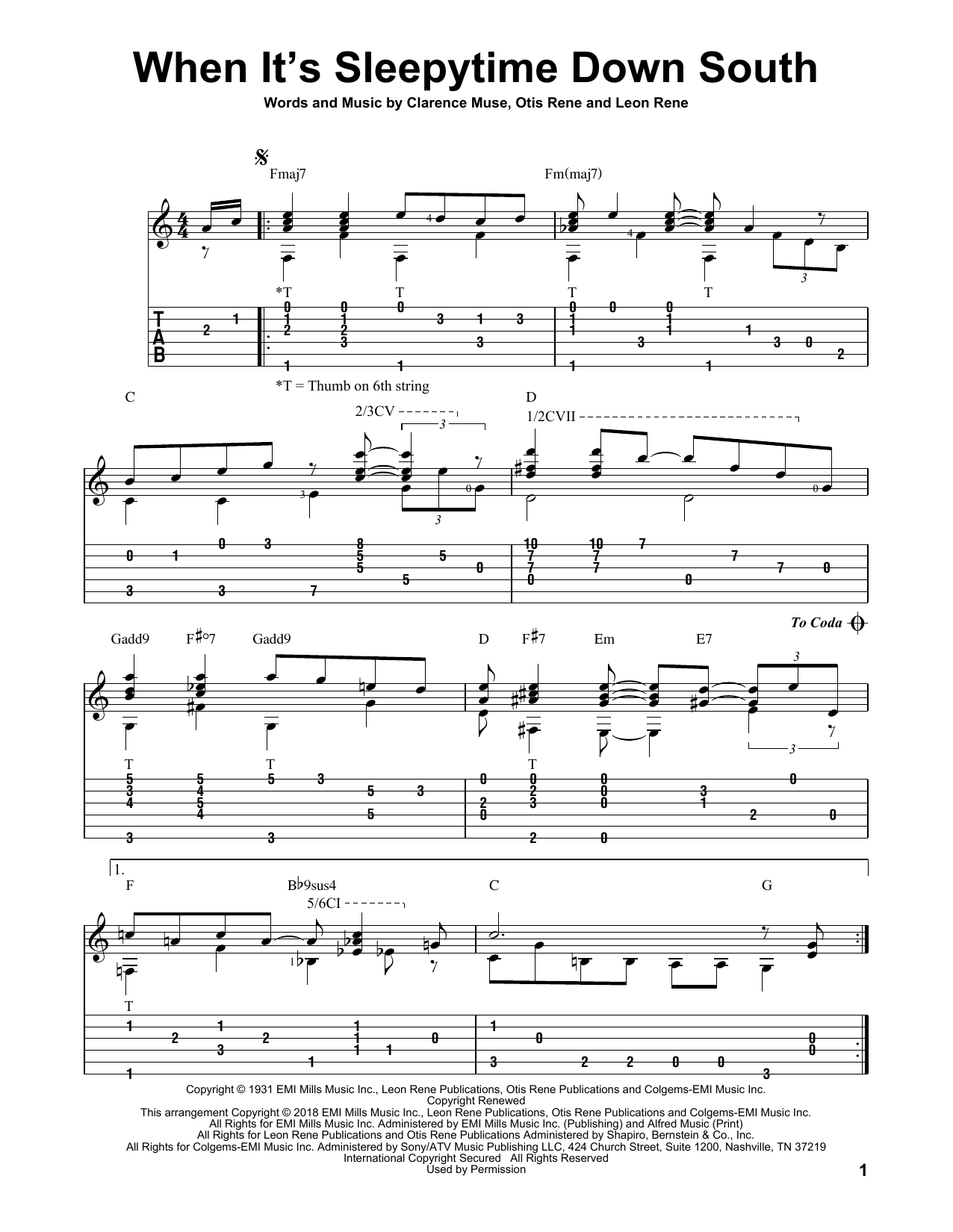 Louis Armstrong When It's Sleepy Time Down South sheet music notes and chords. Download Printable PDF.