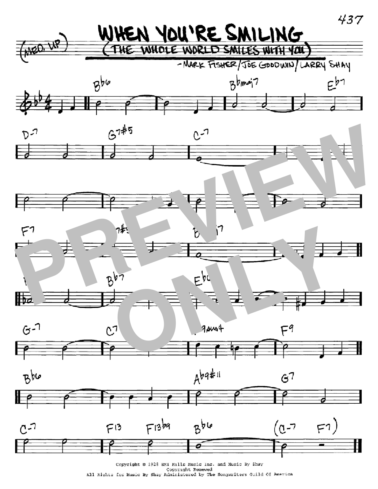 Louis Armstrong When You're Smiling (The Whole World Smiles With You) sheet music notes and chords. Download Printable PDF.