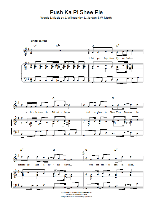 Learn to play Louis Jordan Push Ka Pi Shee Pie (from Five Guys Named Moe) sheet music for Piano, Vocal & Guitar Chords in minutes. Price: 7.8900$ Louis Jordan Push Ka Pi Shee Pie (from Five Guys Named Moe) sheet music notes and chords arranged for Piano, Vocal & Guitar Chords