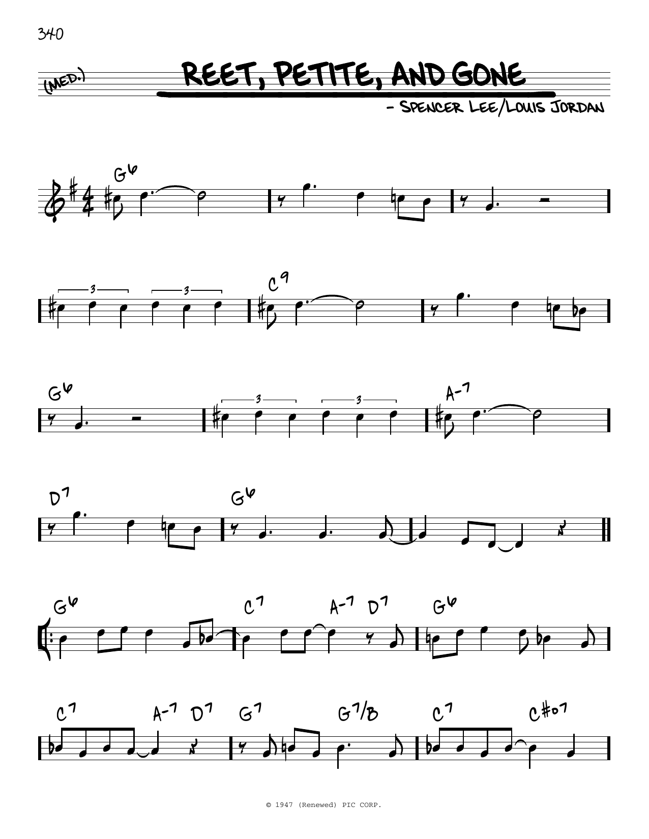 Louis Jordan Reet, Petite And Gone sheet music notes and chords. Download Printable PDF.