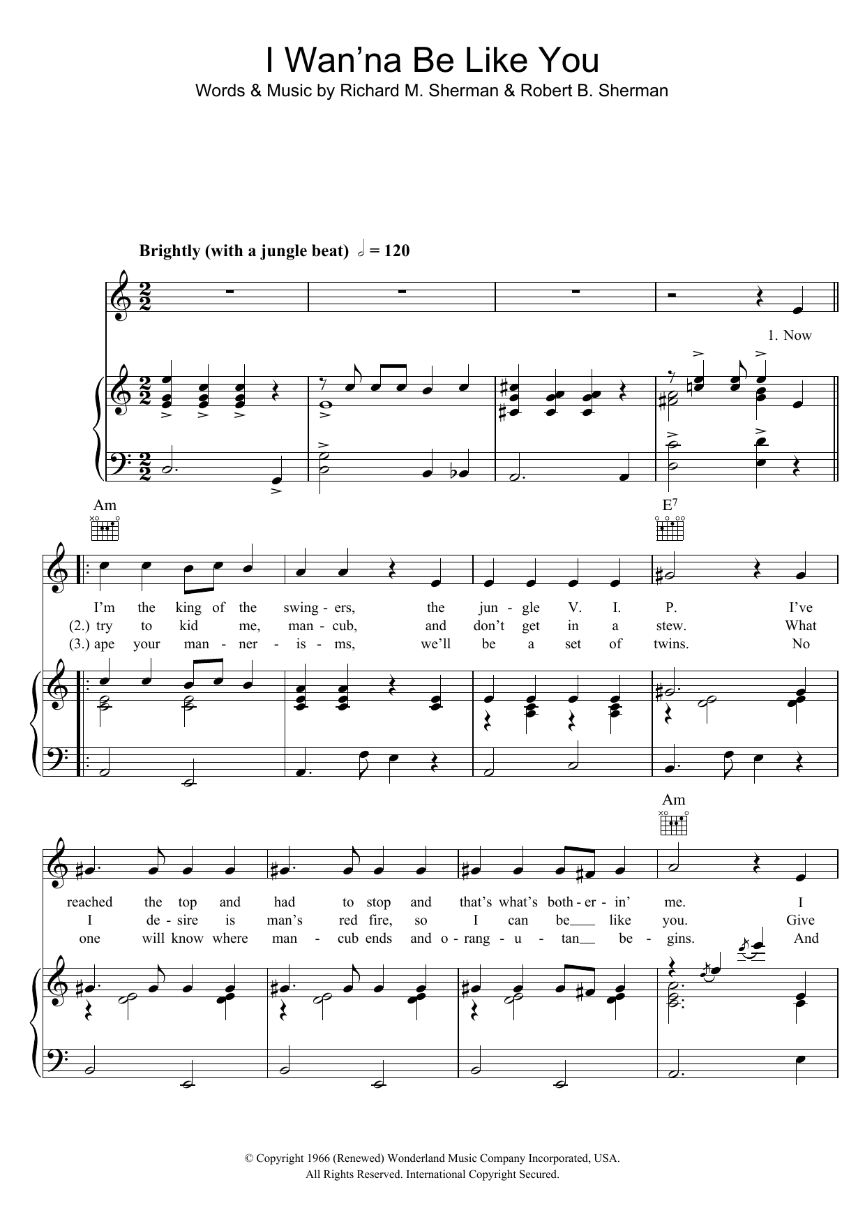 Louis Prima I Wanna Be Like You (from The Jungle Book) sheet music notes and chords. Download Printable PDF.