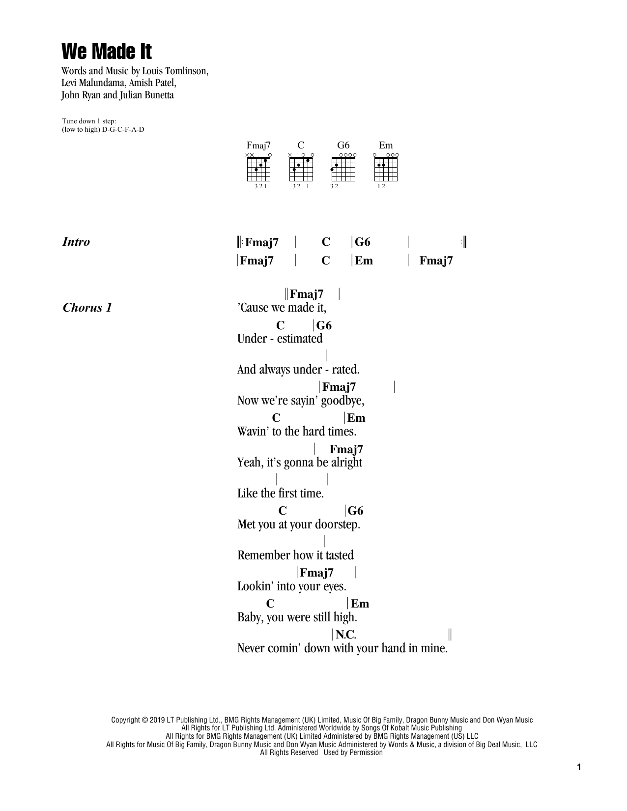 Louis Tomlinson We Made It sheet music notes and chords arranged for Guitar Chords/Lyrics