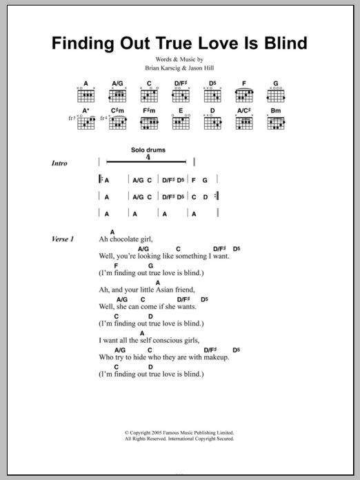 Louis XIV Finding Out True Love Is Blind sheet music notes and chords. Download Printable PDF.