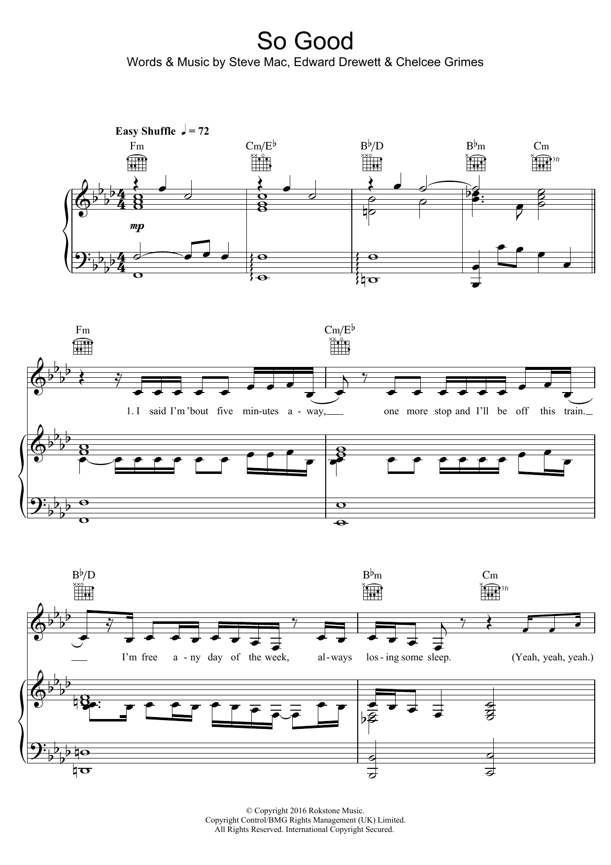 Learn to play Louisa Johnson So Good sheet music for Piano, Vocal & Guitar Chords in minutes. Price: 7.8900$ Louisa Johnson So Good sheet music notes and chords arranged for Piano, Vocal & Guitar Chords