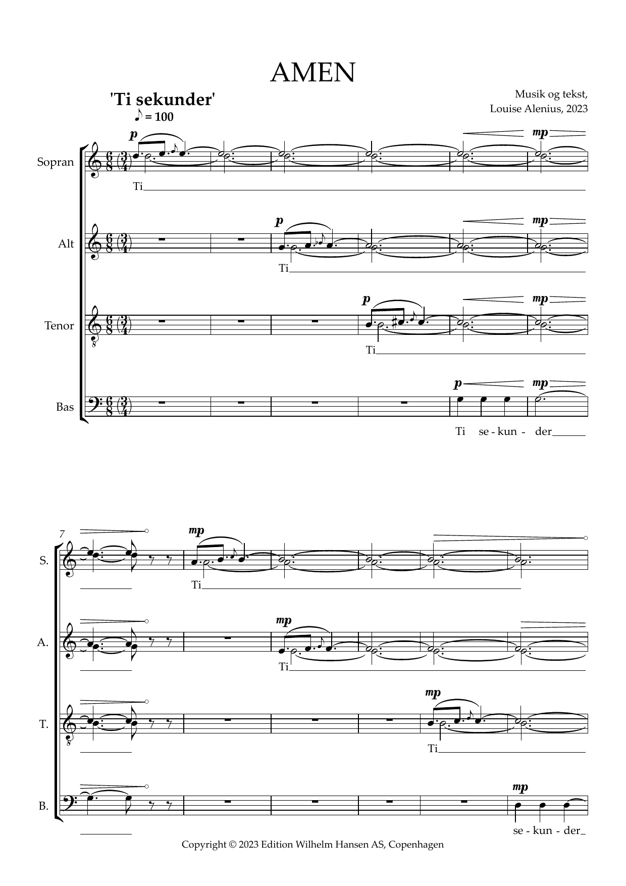 Louise Alenius Amen sheet music notes and chords. Download Printable PDF.