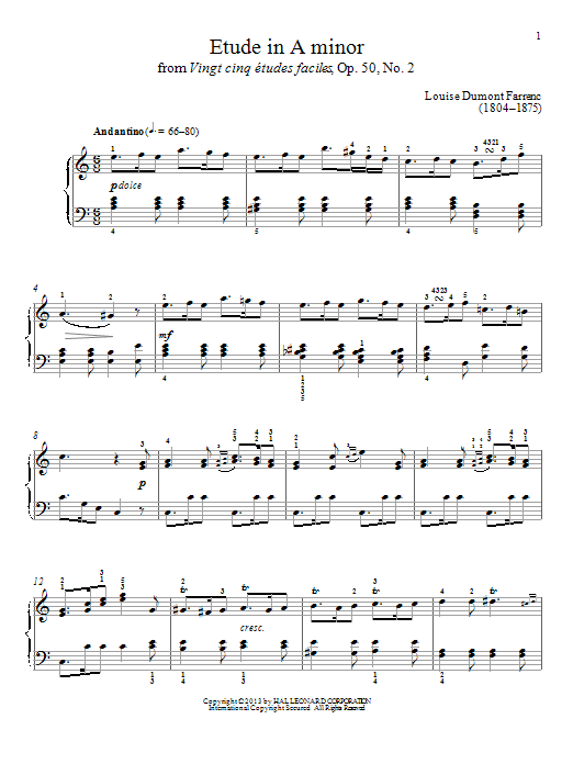 Gail Smith Etude In A Minor sheet music notes and chords arranged for Piano Solo