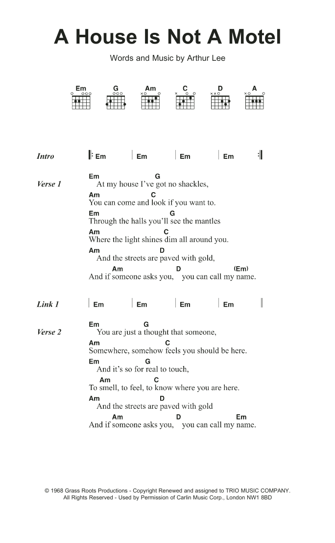 Love A House Is Not A Motel sheet music notes and chords. Download Printable PDF.