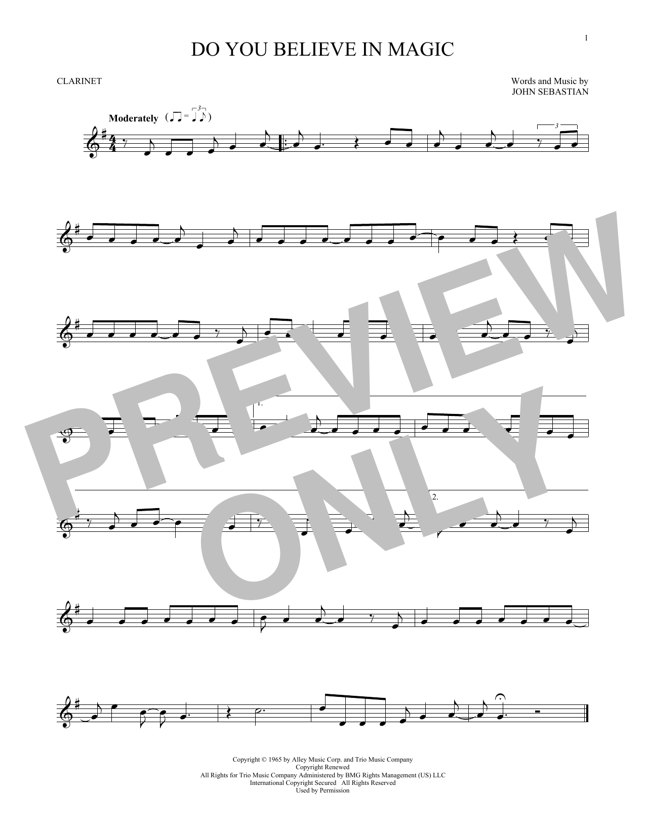 Lovin' Spoonful Do You Believe In Magic sheet music notes and chords. Download Printable PDF.