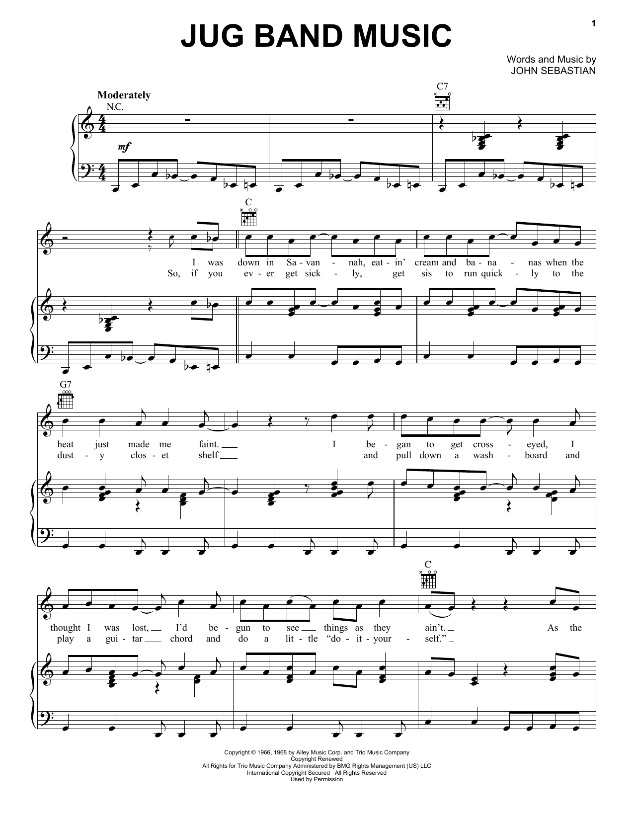 Lovin' Spoonful Jug Band Music sheet music notes and chords. Download Printable PDF.