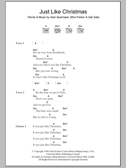 Low Just Like Christmas sheet music notes and chords. Download Printable PDF.