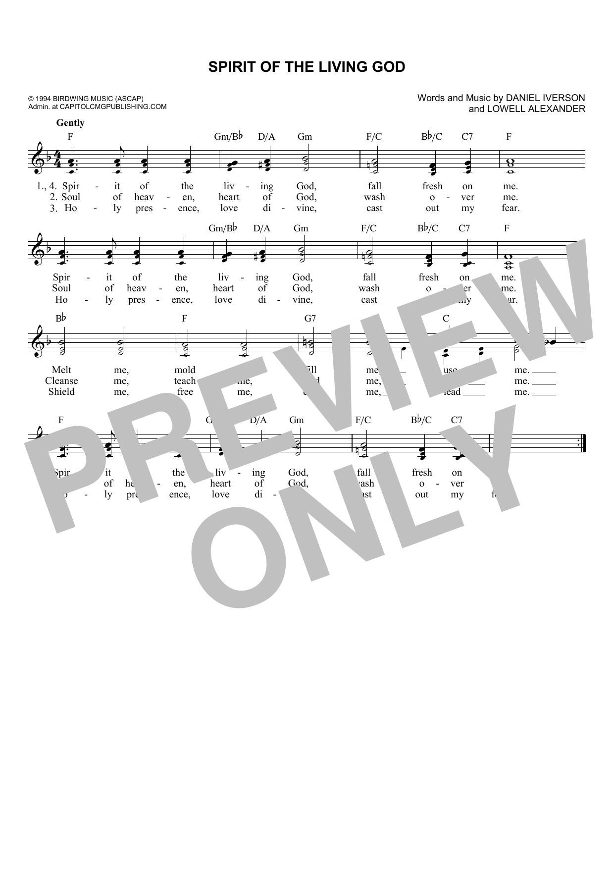 Learn to play Lowell Alexander Spirit Of The Living God sheet music for Lead Sheet / Fake Book in minutes. Price: 5.9900$ Lowell Alexander Spirit Of The Living God sheet music notes and chords arranged for Lead Sheet / Fake Book