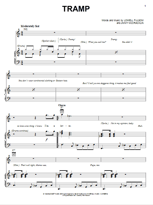 Learn to play Lowell Fulsom Tramp sheet music for Piano, Vocal & Guitar Chords (Right-Hand Melody) in minutes. Price: 7.8900$ Lowell Fulsom Tramp sheet music notes and chords arranged for Piano, Vocal & Guitar Chords (Right-Hand Melody)