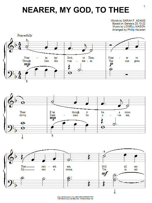 Sarah F. Adams Nearer, My God, To Thee sheet music notes and chords. Download Printable PDF.