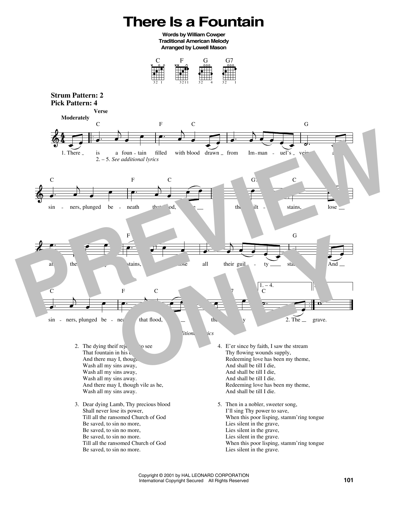 Lowell Mason There Is A Fountain sheet music notes and chords. Download Printable PDF.