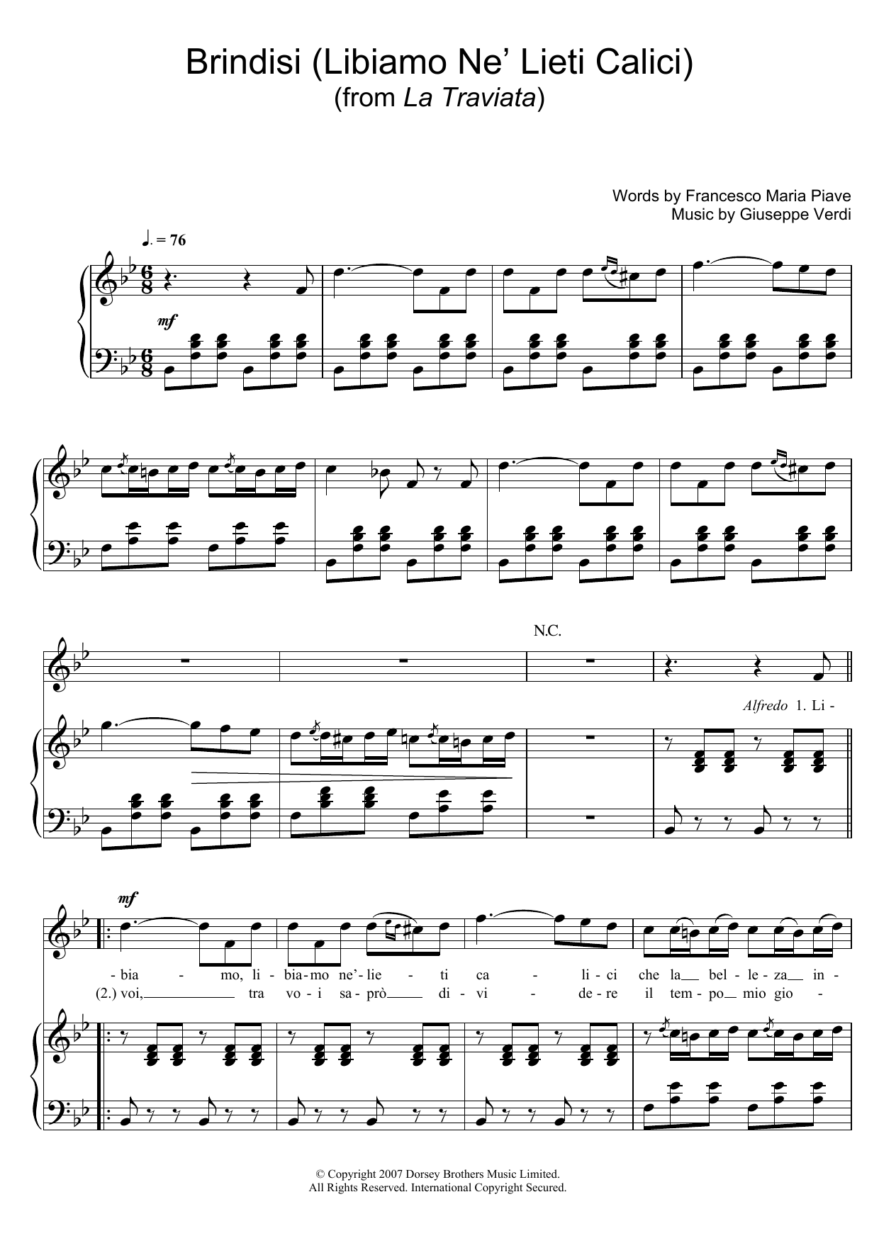 Luciano Pavarotti Brindisi (Libiamo Ne' Lieti Calici) (from La Traviata) sheet music notes and chords. Download Printable PDF.