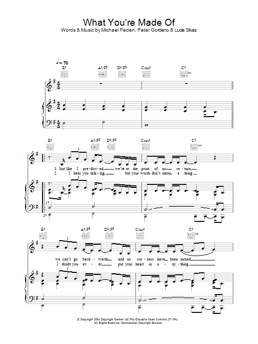 Lucie Silvas What You're Made Of sheet music notes and chords. Download Printable PDF.