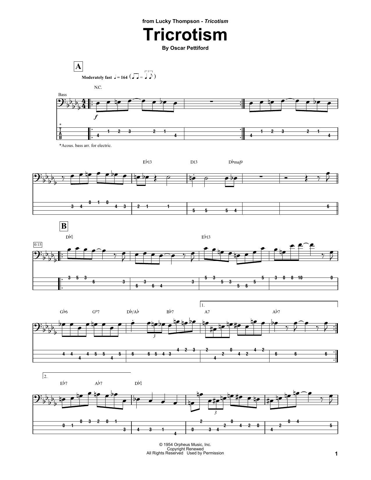 Lucky Thomspon Tricrotism sheet music notes and chords. Download Printable PDF.