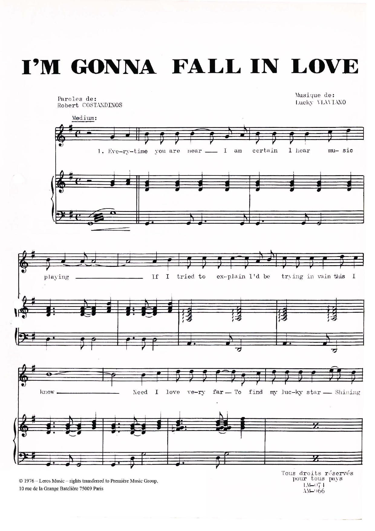 Learn to play Lucky Vlaviano I'm Gonna Fall In Love sheet music for Piano, Vocal & Guitar Chords in minutes. Price: 7.8900$ Lucky Vlaviano I'm Gonna Fall In Love sheet music notes and chords arranged for Piano, Vocal & Guitar Chords