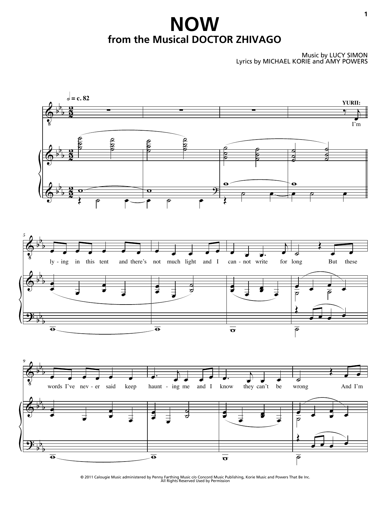 Lucy Simon, Michael Korie & Amy Powers Now (from Doctor Zhivago: The Broadway Musical) sheet music notes and chords. Download Printable PDF.