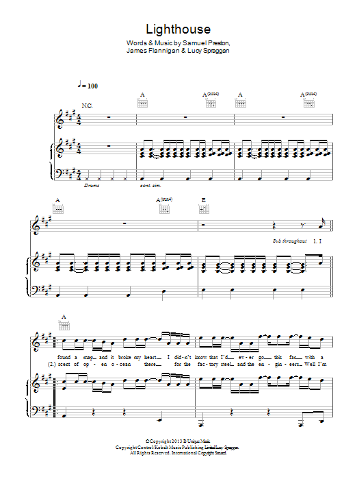 Learn to play Lucy Spraggan Lighthouse sheet music for Piano, Vocal & Guitar Chords in minutes. Price: 7.8900$ Lucy Spraggan Lighthouse sheet music notes and chords arranged for Piano, Vocal & Guitar Chords